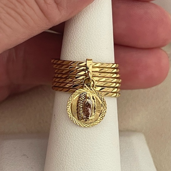 18k Gold Filled Virgen Guadalupe Semanario Ring - Picture 5 of 8